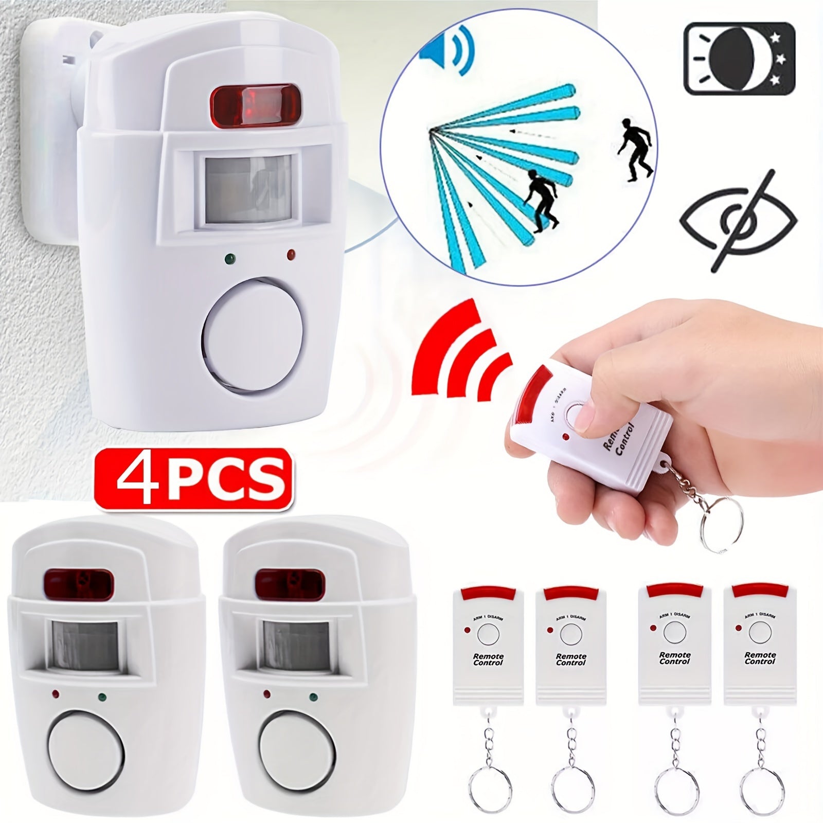 NNETM Wireless PIR Motion Sensor Alarm System (4 pcs)-2